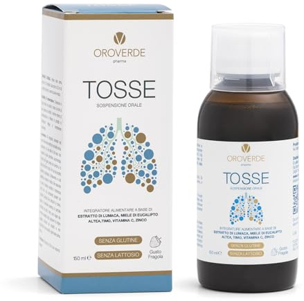 OROVERDE pharma Sciroppo Tosse 150ml - Azione Mucolitica e Lenitiva, con 30% Estratto di Bava di Lumaca, Vitamina C, Zinco e Miele di Eucalipto - Sollievo Naturale Senza Zucchero, Glutine e Lattosio