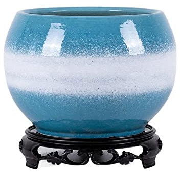 XDAWQP Pots de Fleurs d'intérieur Simples, en céramique, avec Plateau, Grand Pot sphérique avec Trou de Drainage, idéal pour Le Salon, Le Bureau, la terrasse ou Les Plantes d'in,D