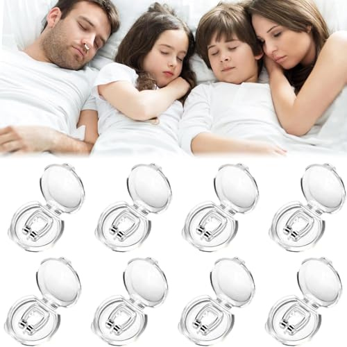WUBAYI Lot de 8 clips anti-ronflement | Outil anti-ronflement pour femmes et hommes | Appareil réutilisable pour arrêter le ronflement et lutter contre les ronflements