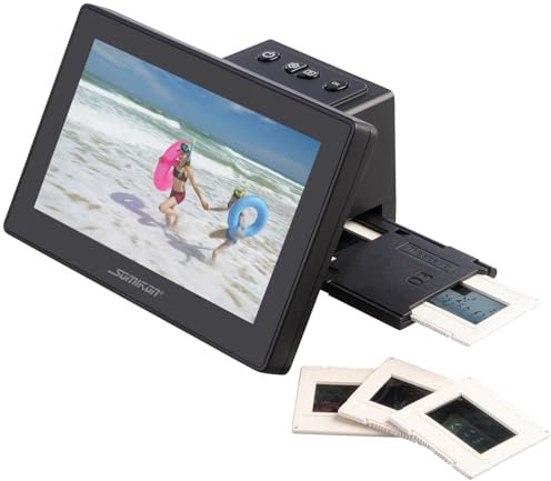 Somikon Diascanner mit Displays: Stand-Alone-Dia- & Negativscanner, 17,8 cm, Versandrückläufer (Diascanner mit Dia-Magazinen, mit SD-Slots, Projektor)