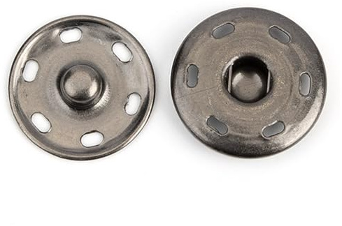 KinetiCore 12 Sets 25mm Sew On Snap Fasteners, Gun-Black Brass Press Studs, Heavy Duty Metal Snap Buttons for Jackets, Clothing, Sewing & DIY Craft Projects