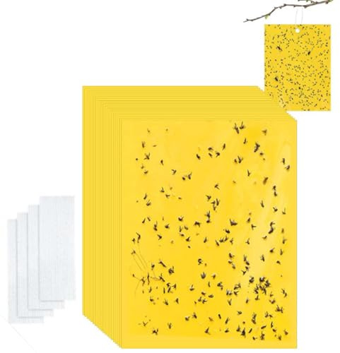 20 Pcs Yellow Sticky Fly Traps, Dual-Sided Waterproof Flypaper Stickers Insect Catcher for Garden Kitchen Plant Mosquitos Fungus Gnats Whiteflies Leafminers Aphids Non-Toxic Insect Control (6X8inch)