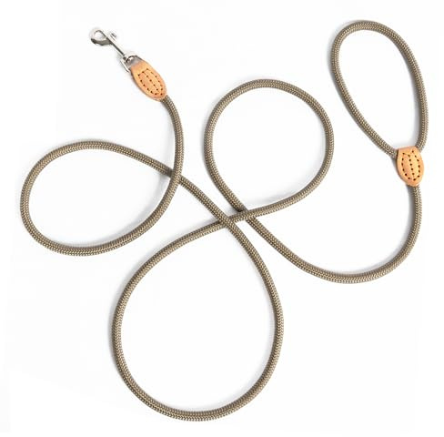 LeileiPaws Tauleine Hund – Nylon Hundeleine für kleine, mittelgroße & große Hunde – hundeleine leicht mit Schlaufe für kleinere Hunde, robuste Hundeleine große Hunde(Khaki, 3m x 0.8cm)