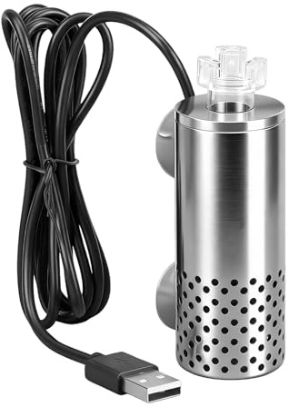 GAOUTO skimmer de superficie para acuario, extractor de superficie USB eléctrico, acero inoxidable, skimmer de superficie con 2 ventosas, filtro de acuario, accesorios para acuarios pequeños tanque de