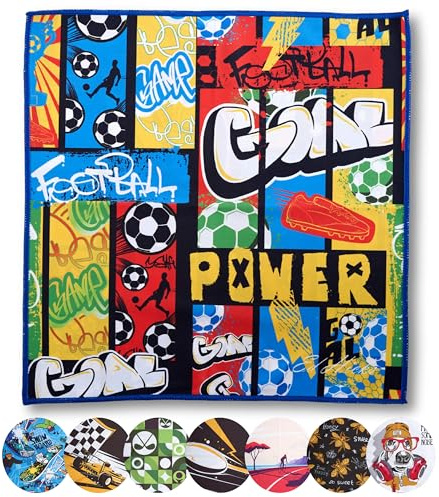Ed Hicks Mikrofaser-Display-Reinigungstuch, 30 cm x 30 cm, Fußball-Design, 240 g/m², 80 % Polyester, 20 % Polyamid, weich, kratzfest, fusselfrei, für Brillen, TV, Laptop, Bildschirmreiniger
