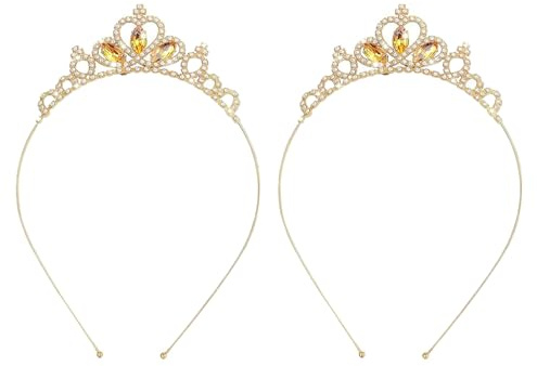Iirlvior 2 Stück Goldene Prinzessin Krone, Strass-Krone Stirnband, Kristall Tiara für Mädchen, Gold Diadem mit Strass, Schmuck Kostüm Accessoires für Karneval Geburtstag Abschlussball Party Hochzeit