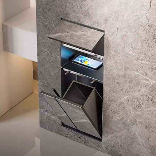 Toilettenpapierhalter Unterputz Versenkter Toilettenpapierhalter aus Edelstahl, Wandmontage-WC-Nische (ohne Bohren), Duschnische mit Abfalleimer, Toilettenbürste und Ablage