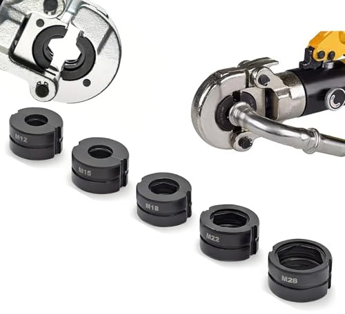 5 Stücke Pressbacke M12 M15 M18 M22 M28, M-Kontur Pressbackeneinsatz Wechselbacke für Handpresszange Hydraulik Kupferrohr Edelstahlrohr C-Stahlrohr Schnellwechsel Pressbacken Set
