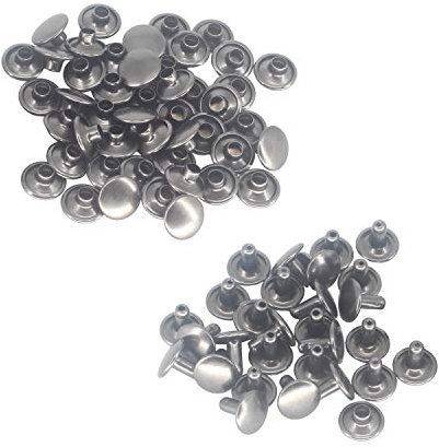 Trimming Shop Gunmetal Balck, 100 Sets of 8mm Double Cap Rivets, Tubular Metal Studs for DIY Projects, Leather Crafting, Sewing & Clothing Repair - 8mm x 7mm Rivets for Crafts & Repairs