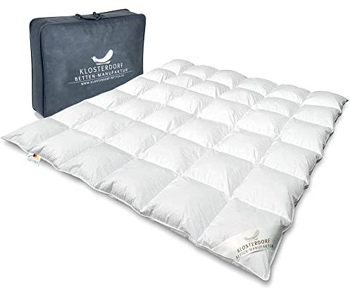 Klosterdorf Bettenmanufaktur Premium Winterdecke - ''grazil'' - 200x200 cm - 1180 Gramm - WARM - Daunendecke - Bettdecke - Handarbeit aus Deutschland - Für einen gesunden Schlaf