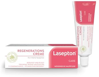 Lasepton Regenerationscreme für trockene, irritierte, gerötete Haut, 80 ml | Mit 5 % Dexpanthenol und Omega-3-6-9-Ölen, rückfettende Schutzsalbe bei rissiger, gereizter Haut, zieht schnell ein
