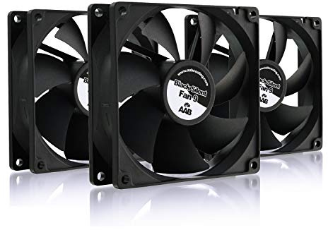 AABCOOLING Black Silent Fan 9-92mm Ventilateur pour Boîtier PC Silencieux et Efficace avec 4 Pads Anti Vibrations, 12V, Ventilation PC, 9cm, Ventilo PC, Fan PC, 21 dB(A), 76 m3/h - 3 Pièces