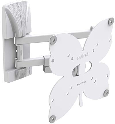 Meliconi SlimStyle Plus 200 SDR Supporto con Doppio Braccio Ultra Sottile da Parete per TV a Schermo Piatto da 26’’ a 40’’, Gommini Protettivi, VESA 100x100, 200x200, Bianco