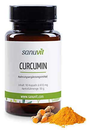 Sanuvit® - Curcuma Extrakt 450 mg pro Kapsel | 90 Kapseln | Hochdosiert | Markenrohstoff Curcumin C3 Complex® | Hohe Bioverfügbarkeit und Verträglichkeit | Vegan