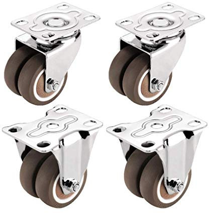 Roulettes Pivotantes Roulement à Bille Roulettes Fixes Jumelée pour Chariot Meuble Pots Roulettes Mobiles Roulettes en Caoutchouc(2 Roulettes Pivotantes+2 Roulettes Fixes) (2inch)