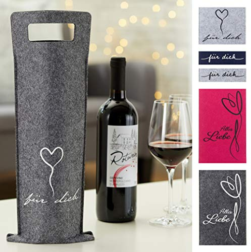 Birsppy MC Trend 6er Set Filz Geschenkverpackung für Weinflaschen mit Spruch Geschenkverpackung Wein Geschenktasche (6er Set Farbig)