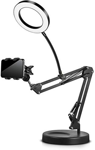 XUMI Anillo de luz de 10 Pulgadas Trípode de Mesa Flexible con Soporte para Celular, Soporte monopie Ajustable de Mesa con rotación de 360° para grabación de Video de Vlog Photo Cooking