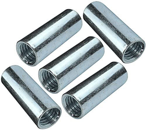 AERZETIX - C49636 - Lot de 5 écrous manchons de jonction M12x40x15mm filetés - manchon de raccordement rond cylindrique prolongateur - en acier zingué