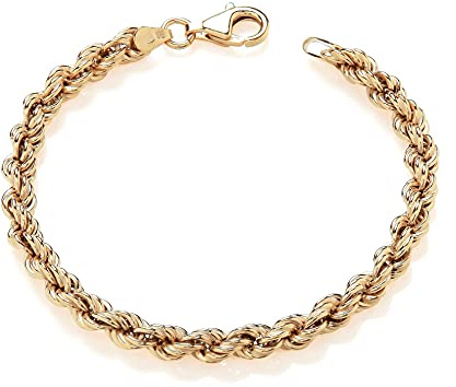 Old English Jewellers 9ct Yellow Gold on Silver Ladies Rope Bracelet - 5mm