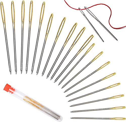 Stricknadeln Set, 18 Stück Große Augen Stichnadeln (3 Größen), Stopfnadeln für Dicke Wolle,Stopfnadel Stumpf mit großem Öhr für Häkelprojekte, Handarbeit (7cm, 6cm, 5.3cm)