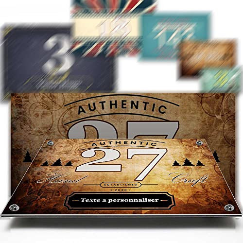 Grande plaque aluminium/polyethylene numéro rue décorative - pour maison, garage, porte, et boite aux lettres - collection vintage : 2 lignes personnalisables