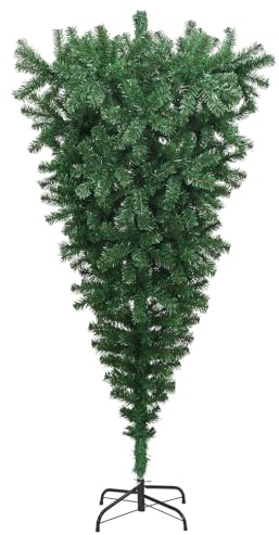 vidaXL Green Upside-Down Artificial Christmas Tree with Stand - Modern Indoor Decoration Tree, 180cm Height, 90cm Width