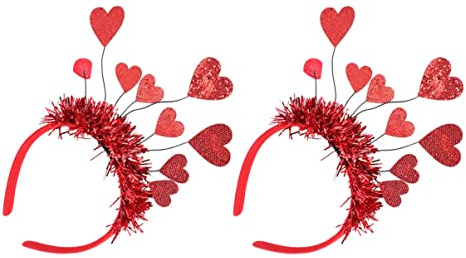 FOMIYES 2Pcs Mädchen Herzen Band Valentinstag Neue Festival Valentinstag Zubehör Pailletten Form Dekoration Rot Glitzer Tag Mädchen Haarbänder für Herzförmige Kostüm Bopper