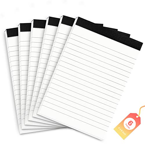 A6 kleine Notizblöcke für Büro, 6 Stück, 10,2 x 15,2 cm, Notizblock für Erinnerungen und Notizen, Schreibblöcke der Arbeit, Notizblöcke, liniertes Papier für Zuhause, Notizblöcke für Haushalt,