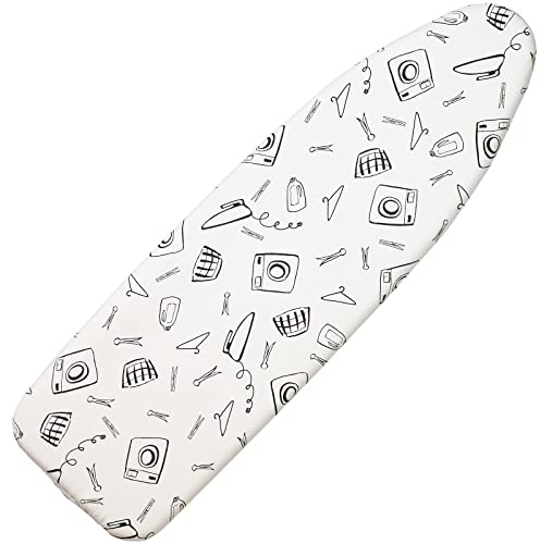 Seiritex Ironing Board Cover and Pad Standard Size 15 x 54 inch, Heat Reflective with Hook and Loop Fasteners, Thick Padding with Elasticized Edges, 3 Layers Iron Board Cover (White)