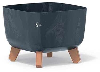 MELTOM Pot de fleurs exterieur aspect béton avec pieds - 23 x 23 x 19 cm - Anthracite