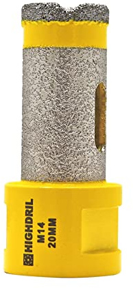 HIGHDRIL Diamant Fingerfräser - 20MM Trockenbohrer zum Bohren, Fräsen und Vergrößern von Löchern in Keramik, Porzellan, Fliesen, Marmor, Granit und Kunststein