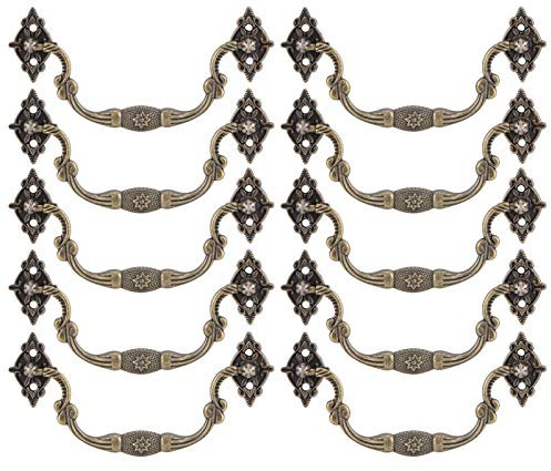 Tomotato Tiradores de Cajón Antiguos de Aleación de Zinc, Juego de 10 Piezas con Accesorios para Muebles de Madera, Armarios y Tocadores, Instalación Fácil