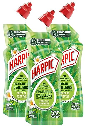 Harpic Gel WC - Nettoyant Fraicheur d'Ailleurs Parfum Foret de Bambous avec technologie anti-odeurs - Lot de 3 x 750 ml
