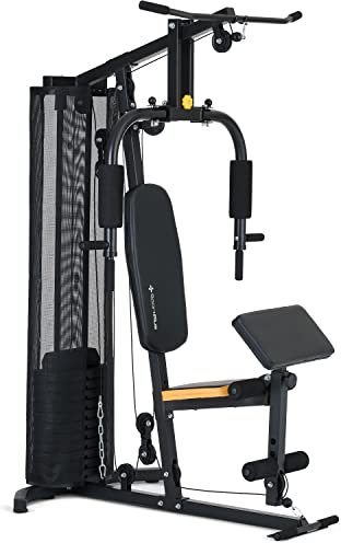 SportPlus Kraftstation für zu Hause | Home-Gym mit Latzuggerät, Kabelzug, kurzer Bizepsstange, Brustpresse, Beintrainer, Butterfly-Maschine | inkl. 55 kg Gewichte…