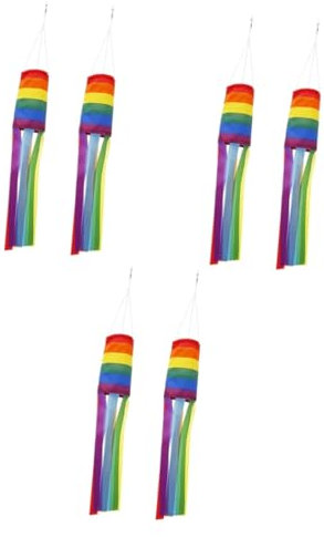YARNOW 6stücke Regenbogen-windsocken Mit Farbmustern Hängende Windfahnen Für Garten Und Outdoor-dekoration Für Partys Und Feste