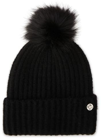 Steve Madden Herren Melierte Rippstrickmütze Beanie-Mütze, Schwarz, Einheitsgröße