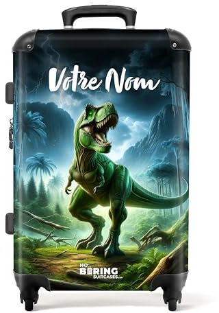 NoBoringSuitcases© Kinderkoffer, Reisekoffer Personalisiert, Kinderkoffer | 72 L - Jungen, Koffer Groß, TSA Schloss, Kinder Trolley Jungen, Koffer Mittelgroß (Dinosaurier - Grün, 67 cm - )