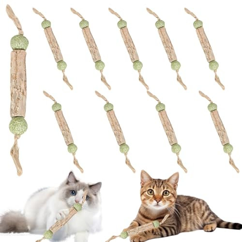 10Pcs Cat Sticks,Katzen Zahnpflege, Katzenspielzeug Selbstbeschäftigung, Katzenspielzeug Mit Minze, Katzenminze Kissen, Katzen Sticks Matatabi, Kat (A 10Pcs)