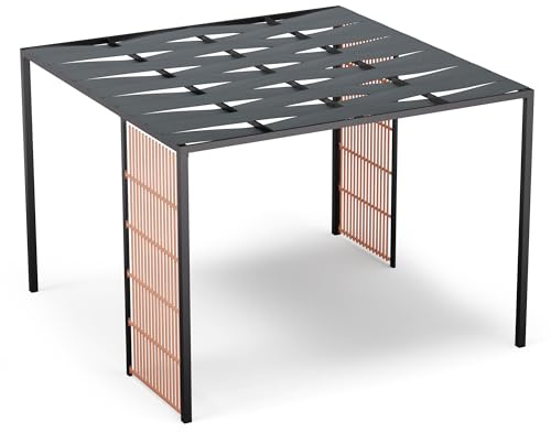 Blumfeldt Shade Cove Vert Gartenpavillon 3x3 m - wasserdicht, stabil, Winterfest mit pulverbeschichtetem Stahlrahmen, PA-beschichtetem Dach und Stahlsichtschutz in modernem Design