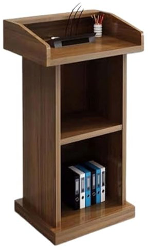 WYRMB Leichte Rednerpulte Holz Laptop Schreibtisch Podium Stand Mit 2 Offenen Lagerung Podien Moderne Rezeption Schreibtisch Stehen Rednerpult，