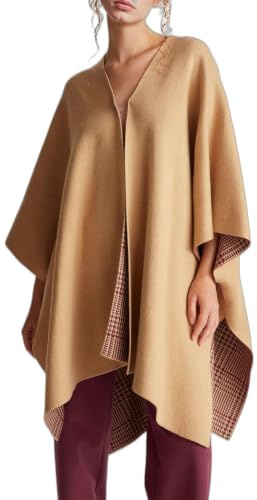 United Colors of Benetton Mantella 112heu01n Poncho et Capes tricotés, Beige, Taille Unique Femme
