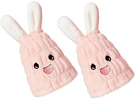 Generisch 2stücke Junge Mädchen Haarturban Handtuch Super Saugfähiges Mikrofaser-dry-towel Mit Niedlichen Hasenohren Schnelltrockende Badekappe Für Dusche Und Schwimmen Weich Und Für