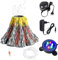 Aquarium Vulkan Ornament Kit mit Luftpumpe, LED-Licht Farbwechselnden Aquarium Volcano Deko-Set für Fischtank, Ornament Fisch Tank Decor