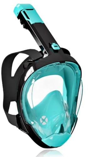Riebex Tauchmaske Erwachsene Vollmaske mit 180°Vollgesichtsmaske HD-Antibeschlag CO2-Sicher mit Aufbewahrungstasche - Schnorchelmaske (Grün, L/XL)
