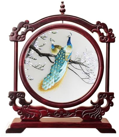 HangErFeng Chinese Double Sided Rotating Embroidery Display Stand 360° Oriental Art 235 Color2