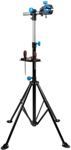 Grafner Montageständer Mountainbike, ausziehbar 105-190 cm, 30 kg belastbar, klappbar höhenverstellbar, Werkzeugablage, Schwerlast-Montageständer ausziehbar Reparaturständer Fahrrad Ebike