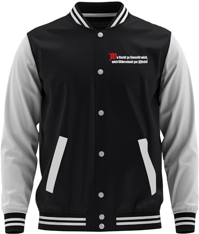 UGLYSHIRT Wo Recht zu Unrecht Wird College Jacke | Football Revolution Jacke Sport Baseball Freizeit Patrioten Widerstand Sweatjacke | Schwarz M2