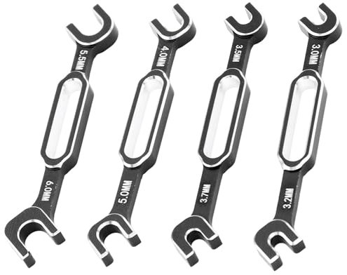 Turnbuckle Remover, Fine Finish in Various Sizes RC Car Wrench High Strength 4pcs Multifunction Lightweight RV (Black)