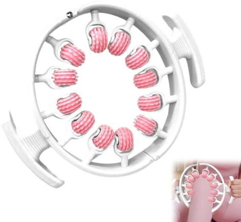 Zinueen CELLULITE - Massaggiatore manuale anti-cellulite e lipedema con rulli, clinicamente efficace, tonifica e leviga pelle, cosce e glutei, rullo massaggiante gambe (rosa)