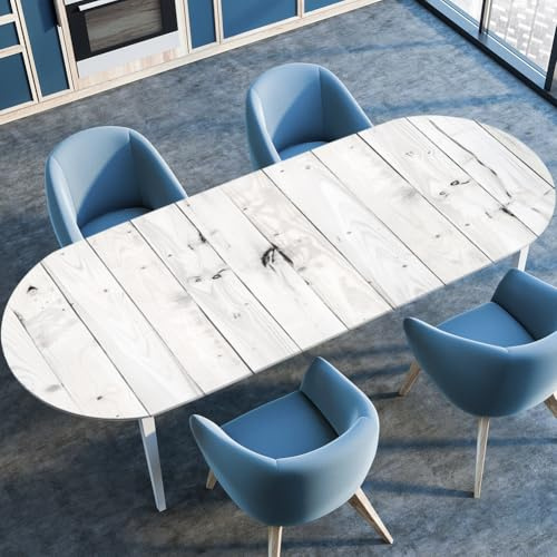 Morbuy Mantel Ovalado Impermeable Elastico Exterior, Madera Imprimir Mantel de Mesa Jardín Lavable Manteles Antimanchas para Hogar Fiesta Cocina Comedor Decoración (Madera Gris,107x152cm)